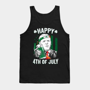 Funny Leprechaun Biden Happy 4th Of July St. Patrick's Day Tank Top